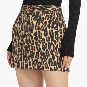 Theory Leopard Print Wool Mini Skirt